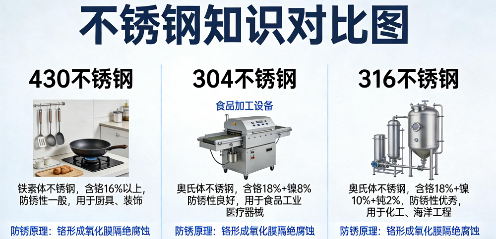 不锈钢核心知识解析：防锈原理、430 牌号特性及主流牌号对比 