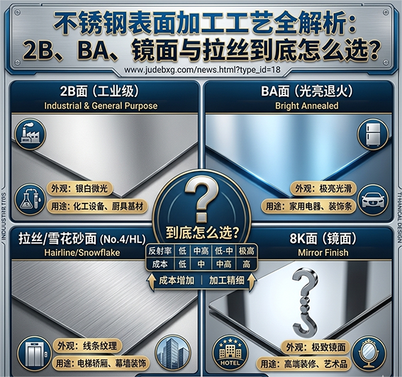 不锈钢表面加工工艺全解析：2B、BA、镜面与拉丝到底怎么选？ 