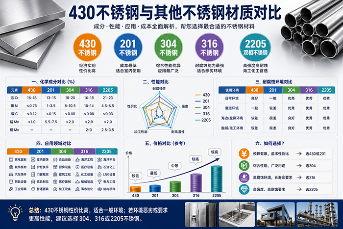 430不锈钢与304、316、201不锈钢有什么区别？一篇文章彻底看懂 