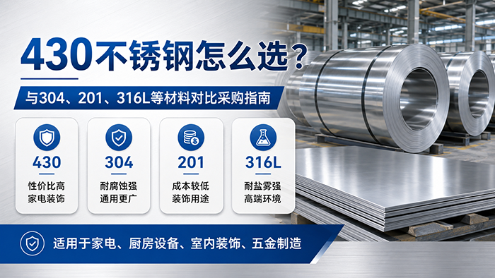 430不锈钢2B/BA板与304、201、316L及其他材料怎么选？内贸采购实用对比指南 