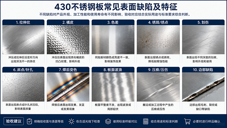 430不锈钢板表面缺陷怎么判断？原因、验收与改善方法 