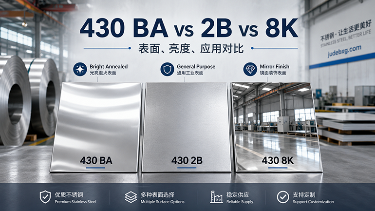 430 BA、430 2B与430 8K不锈钢板怎么选？表面、加工、用途及采购对比 