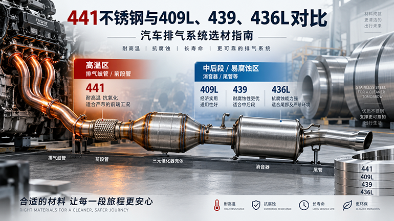 441不锈钢与409L、439、436L怎么选？汽车排气系统材料对比与采购指南