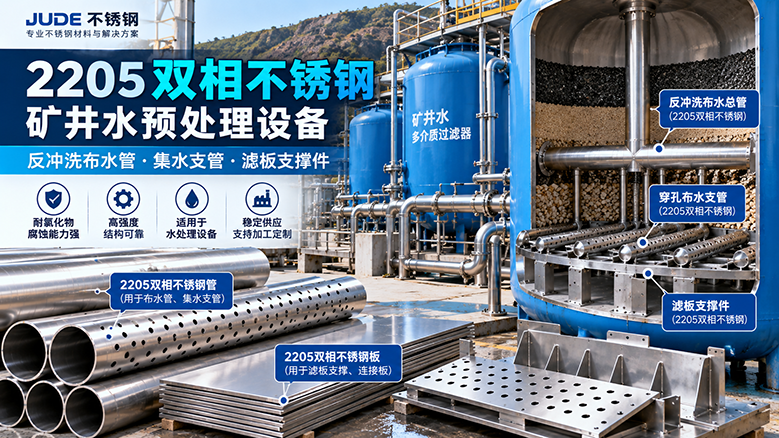 2205双相不锈钢用于矿井水过滤器：反冲洗布水管与集水支管选材