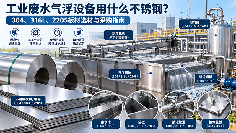 工业废水气浮设备用什么不锈钢？304、316L、2205板材选材与采购指南 